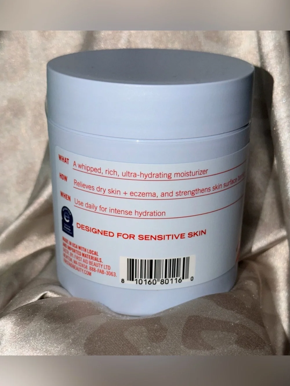 First Aid Beauty Ultra Repair Cream - Pale Blue Jar with Red Text